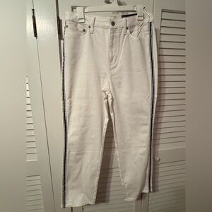 Talbots White Cropped Jeans with Black Side Stripes